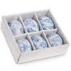 Table Decor^RAZ Box Of 6 Blue Floral Eggs