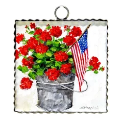 Wall Decor^The Round Top Collection Bucket Of Geraniums Mini Gallery Art