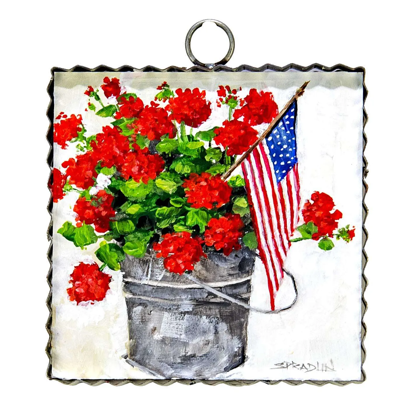 Wall Decor^The Round Top Collection Bucket Of Geraniums Mini Gallery Art