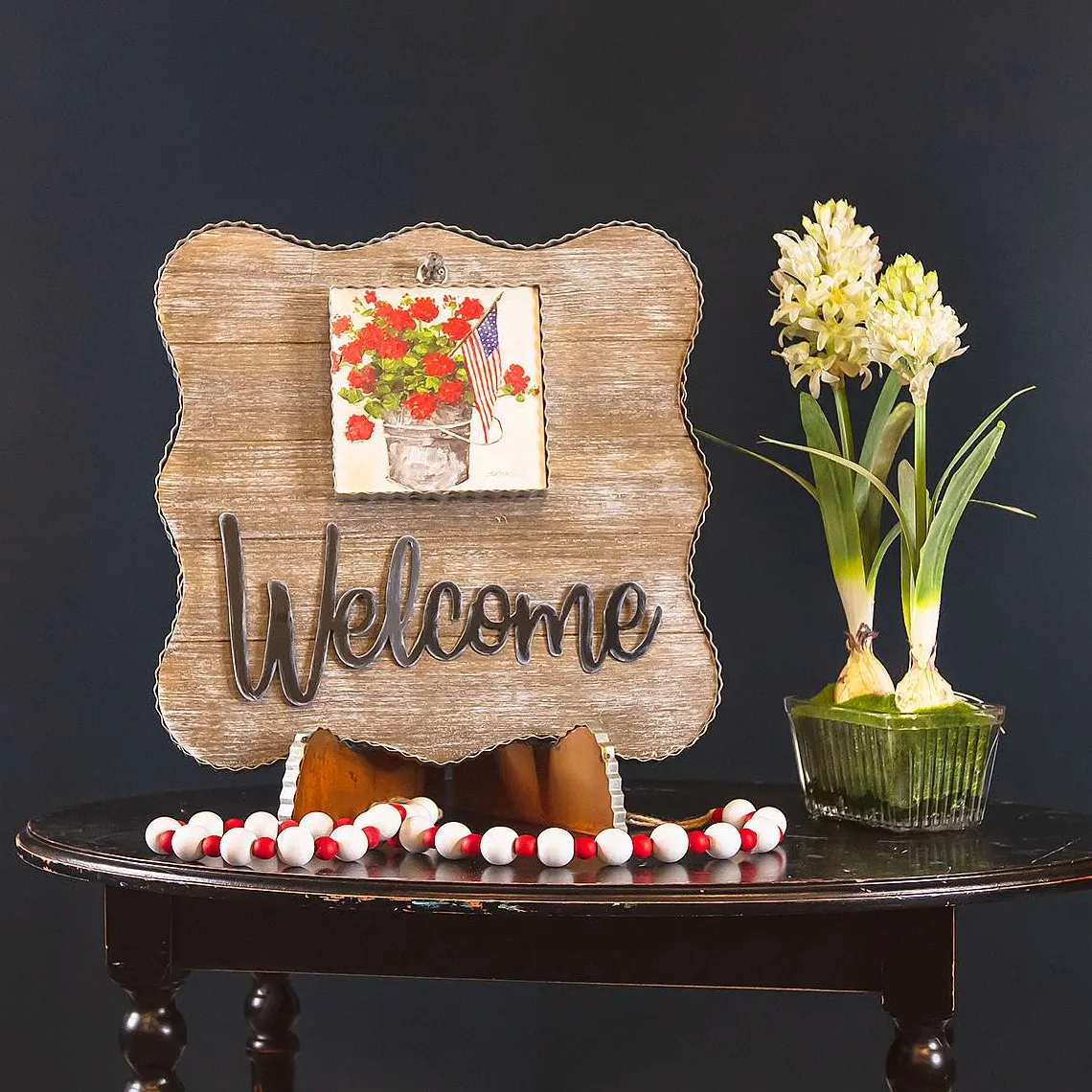 Wall Decor^The Round Top Collection Bucket Of Geraniums Mini Gallery Art