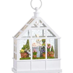 Home Accents^RAZ Bunny In Watering Can Lighted Water White Greenhouse