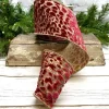 Ribbon^D. Stevens Burgundy Leopard Jacquard Ribbon, 4" X 10Yd