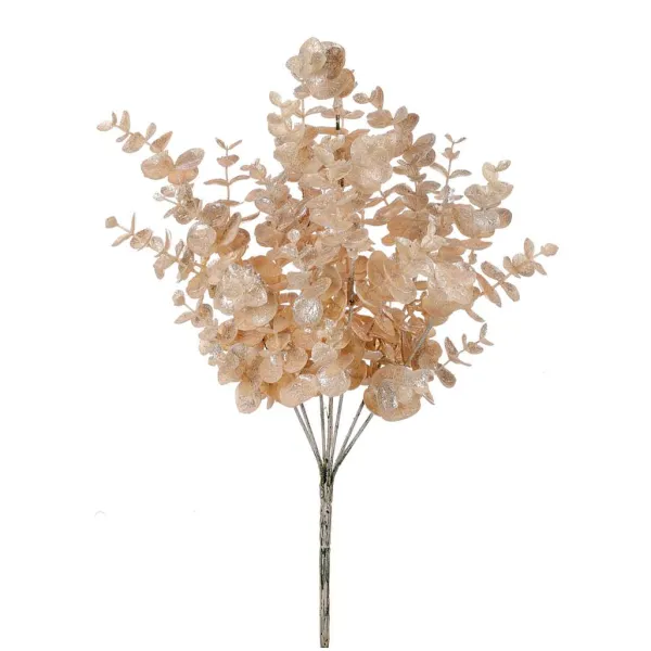 Floral^Regency Champagne Glitter Metallic Eucalyptus Spray