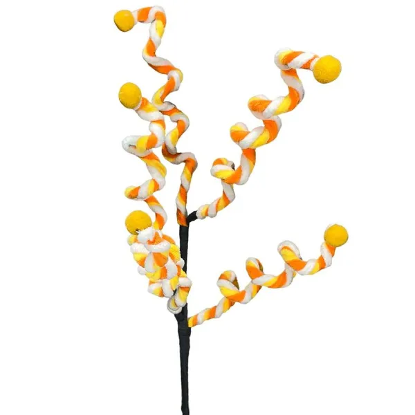 Sprays^Liberty Floral Chenille Curly Spray, Yellow And Orange