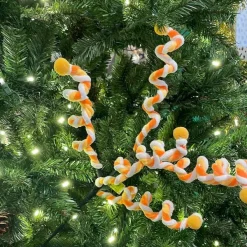 Floral^Liberty Floral Chenille Curly Spray, Yellow And Orange