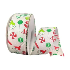 Ribbon^Jascotina Christmas Treat White Ribbon, 1.5" X 10Yd