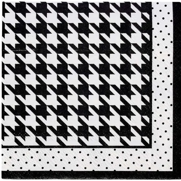 Party Diy^Sophistiplate Cocktail Napkin, Blanc & Noir