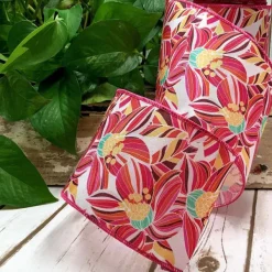 Spring Ribbon^D. Stevens Contemporary Hibiscus Garden Ribbon, 4" X 10Yd