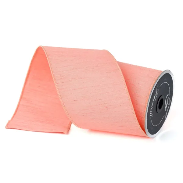 Spring Ribbon^Farrisilk Coral Dupion Ribbon, 4" X 10Yd