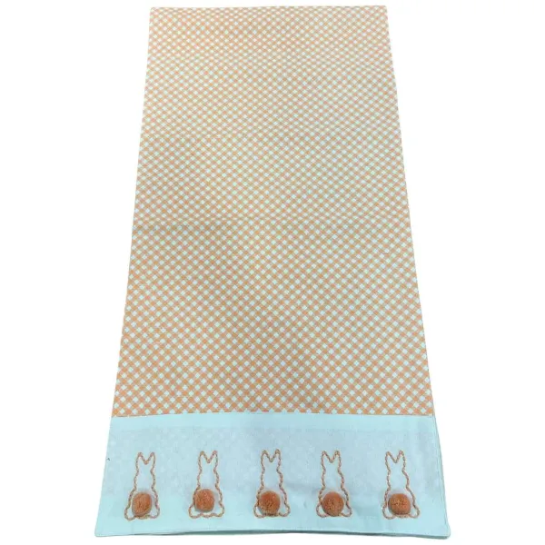 Table Decor^Two's Company Cottontail Table Runner With Bunny Pom Pom