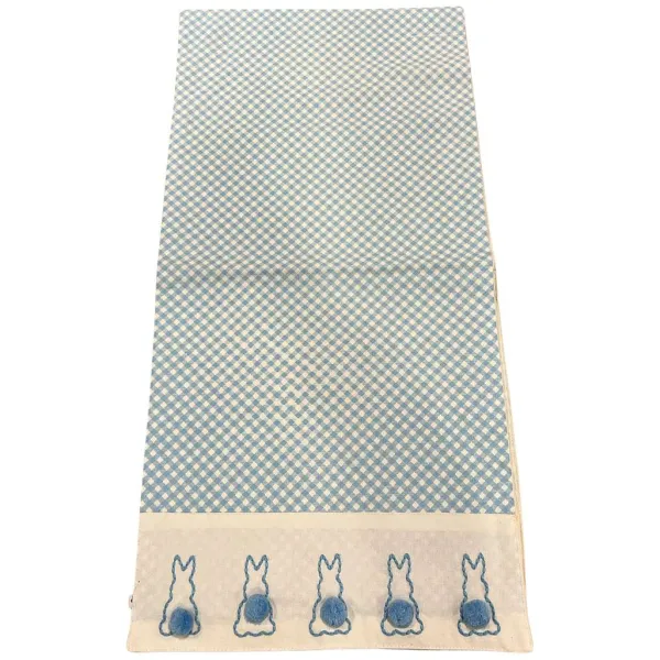 Table Decor^Two's Company Cottontail Table Runner With Bunny Pom Pom
