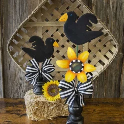 Pot Stakes^The Round Top Collection Crow And Sunflower Stakes