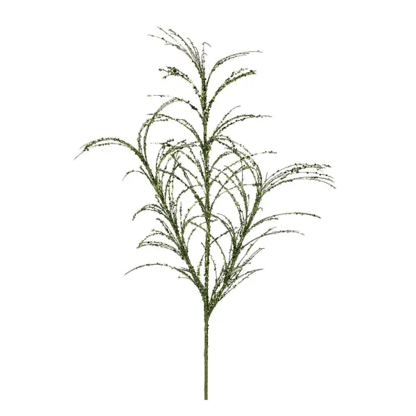 Floral^Regency Dark Green Glitter Sequin Pampas Grass Spray, 34"