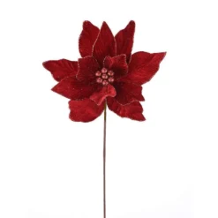 Floral^Direct Export Co. Deep Red Velvet Poinsettia Spray