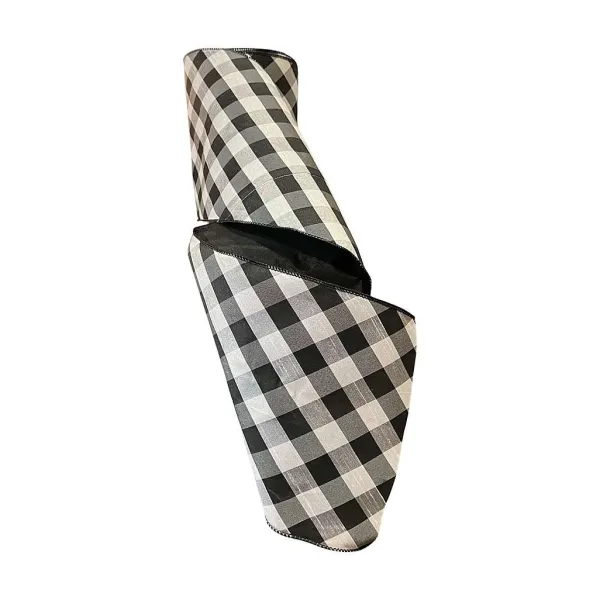 Ribbon^D. Stevens Diagonal Check Black And White Ribbon, 8" X 10Yd