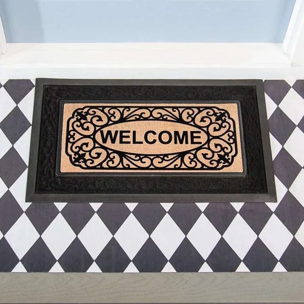 Rugs & Mats^Evergreen Diamond Black And White Layering Mat