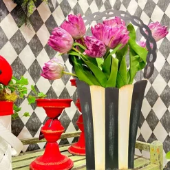 Table Decor^The Round Top Collection Elegant Black & White Basket, Tall