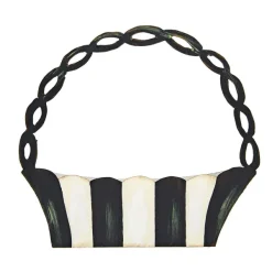 Decorative Containers^The Round Top Collection Elegant Black & White Basket, Short