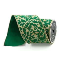 St. Patrick's Day^Farrisilk Emerald Cassia Acanthus Ribbon, 4" X 10Yd