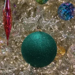 St. Patrick's Day^Farrisilk Emerald Green Glitter Ball Ornament, 8"