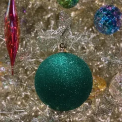 Ball Ornaments^Farrisilk Emerald Green Glitter Ball Ornament, 4