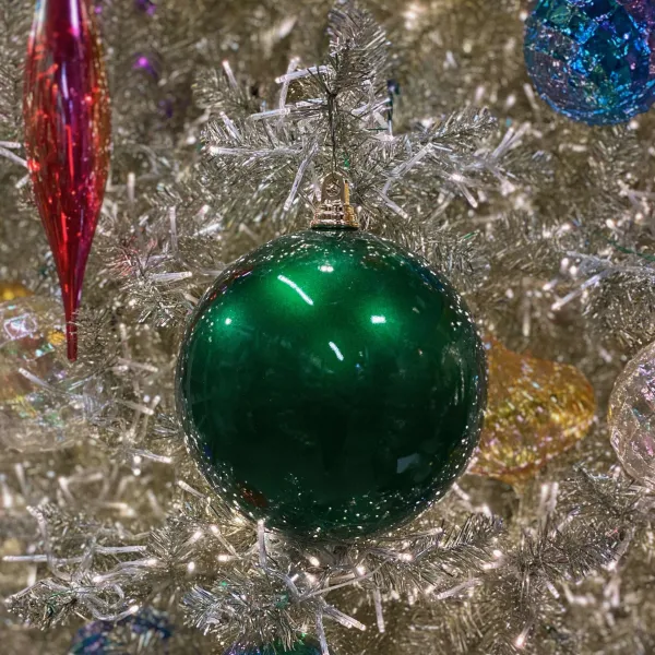 Mardi Gras^Farrisilk Emerald Green Shiny Ball Ornament, 6"