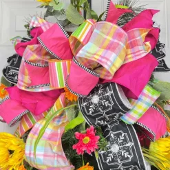 Spring Ribbon^D. Stevens Faux Dupion Filigree Design In White And Black, 4