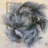 Wall Decor^Liberty Floral Flocked Long Needle Pine Wreath, 24"