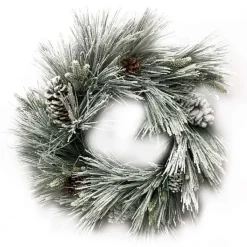 Wall Decor^Liberty Floral Flocked Long Needle Pine Wreath, 24"