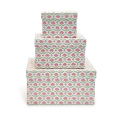 Table Decor^Two's Company Floral Block Print Nesting Boxes