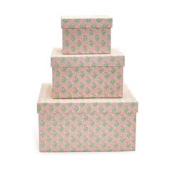 Table Decor^Two's Company Floral Block Print Nesting Boxes