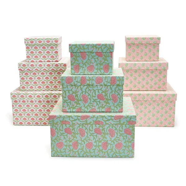 Figurines^Two's Company Floral Block Print Nesting Boxes