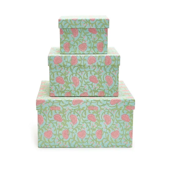 Figurines^Two's Company Floral Block Print Nesting Boxes
