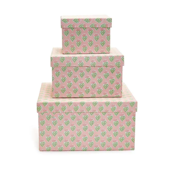 Spring^Two's Company Floral Block Print Nesting Boxes