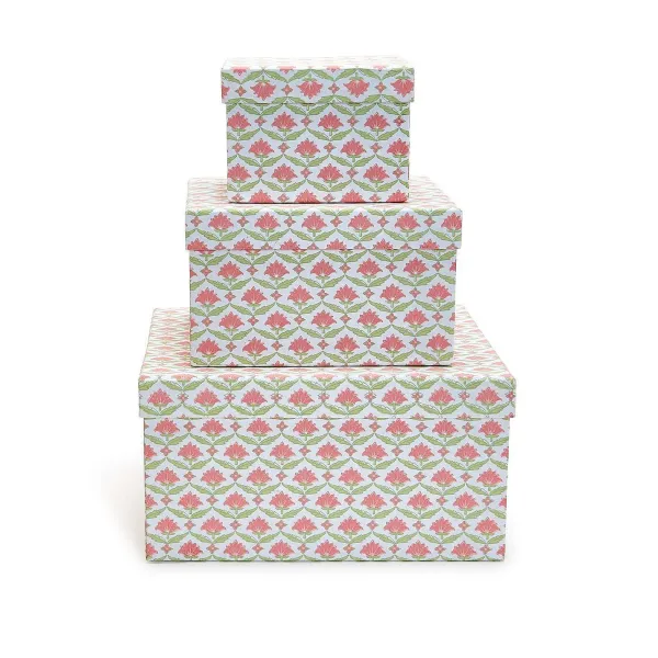 Spring^Two's Company Floral Block Print Nesting Boxes