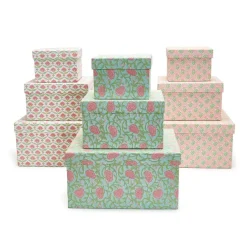 Spring^Two's Company Floral Block Print Nesting Boxes