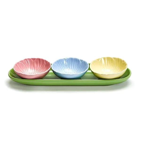 Spring^Two's Company Flower Tidbit Bowls With Tray