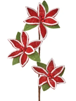 Floral Decor^Regency Frosty Felt Poinsettia Spray, 23"