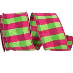 Spring Ribbon^Reliant Ribbon Fuchsia & Lime Elizabeth Ribbon, 2.5" X 10Yd