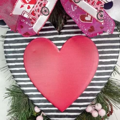 Ribbon^Reliant Ribbon Fuchsia Glitter Heart Ribbon, 2.5