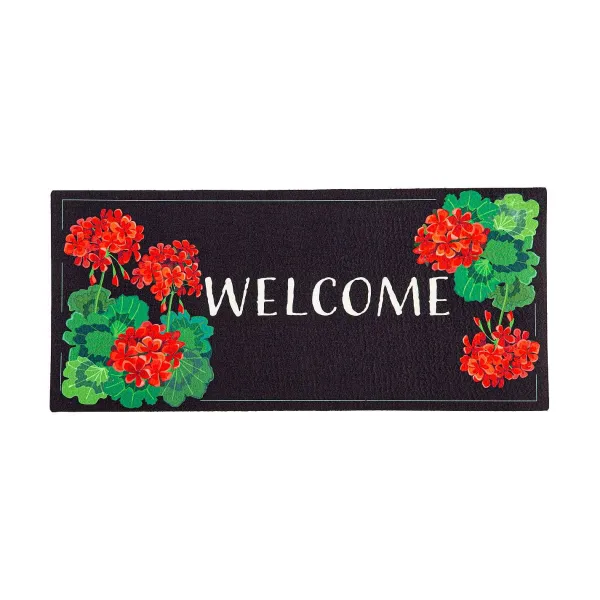 Spring^Evergreen Geranium Welcome Sassafras Switch Mat
