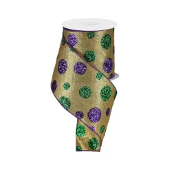 Mardi Gras^Craig Bachman Giant Mardi Gras Polka Dots Ribbon, 4" X 10Yd