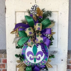 Mardi Gras^Craig Bachman Giant Mardi Gras Polka Dots Ribbon, 4" X 10Yd