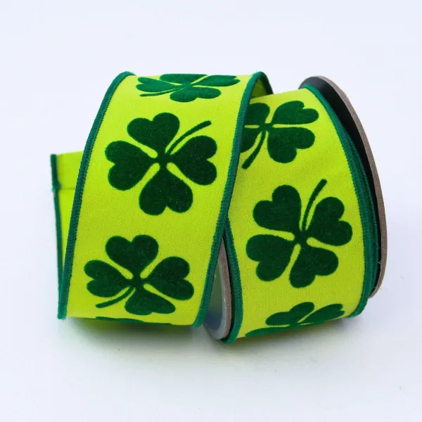 St. Patrick's Day^Farrisilk Giant Shamrock On Green Ribbon, 2.5"X10Yd