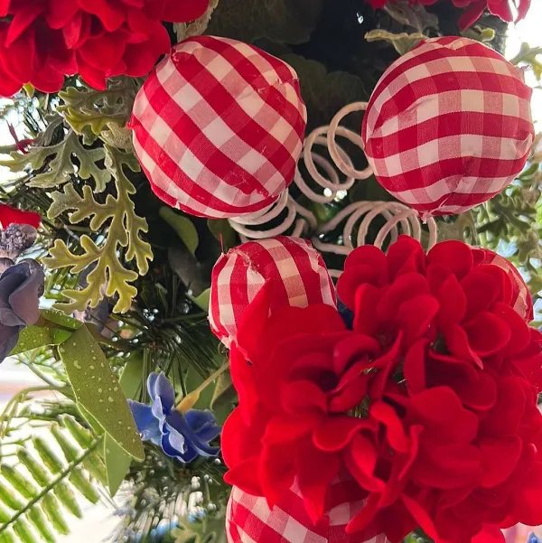 Floral^Liberty Floral Gingham Ball Pick