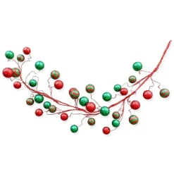 Garlands^Craig Bachman Glitter Ball Garland In Red And Emerald, 5'