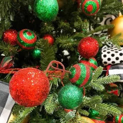 Garlands^Craig Bachman Glitter Ball Garland In Red And Emerald, 5'