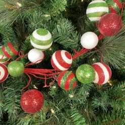 Garlands^Craig Bachman Glitter Ball Garland Red, Lime, And White, 5'