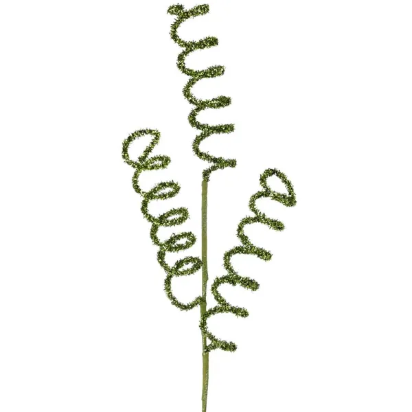 Floral^Regency Glitter Curly Q Spray, Green