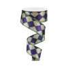 Mardi Gras^Craig Bachman Glitter Harlequin Ribbon, Purple & Gold 1.5"X10Yd